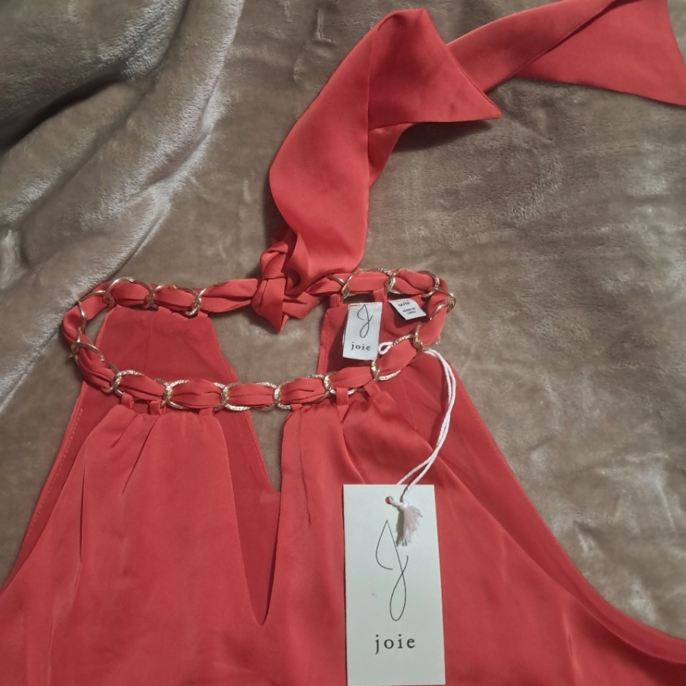 Joie Red Halter Top with Chain Detail
